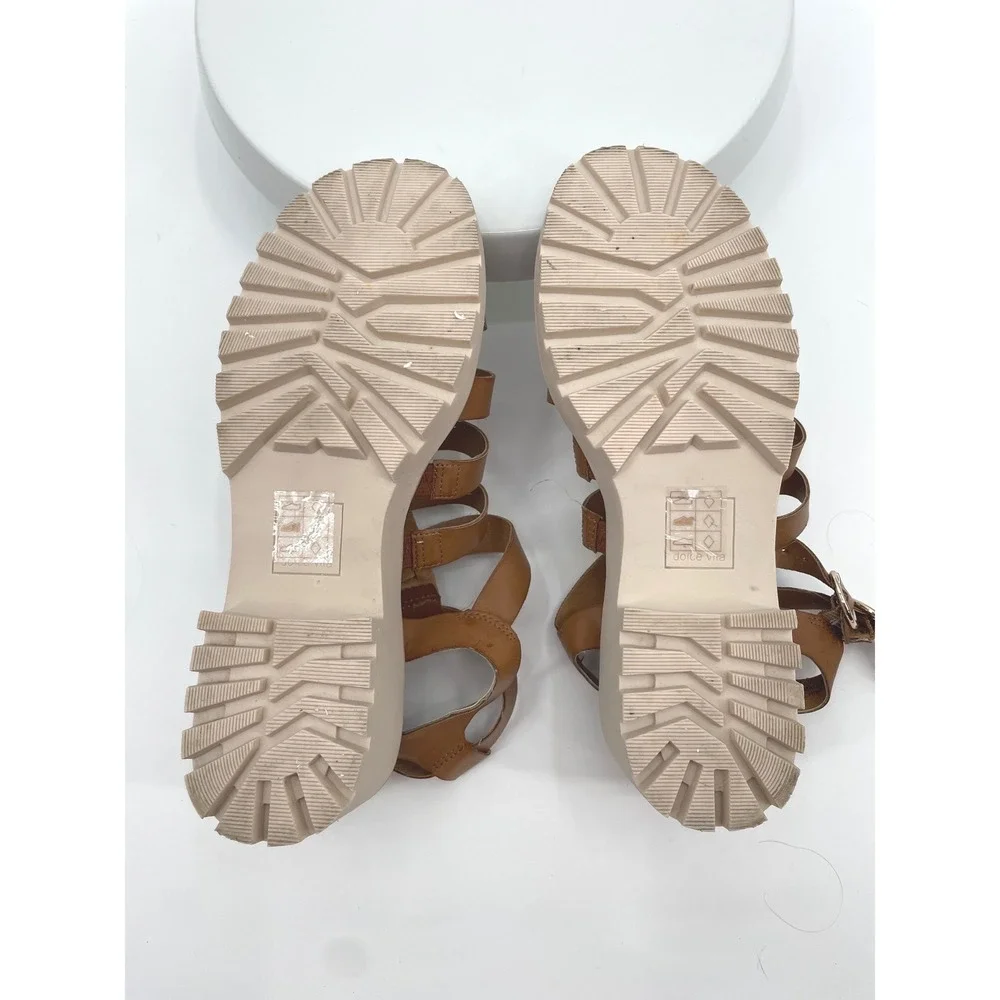 Dolce Vita Lillia Gladiator Sandals Womens 8.5 Brown Faux Leather Platform‎ Lug